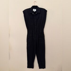 Pistola Rosie Cinched Waist Black Jumpsuit Sz M Padded Shoulders Minimalist